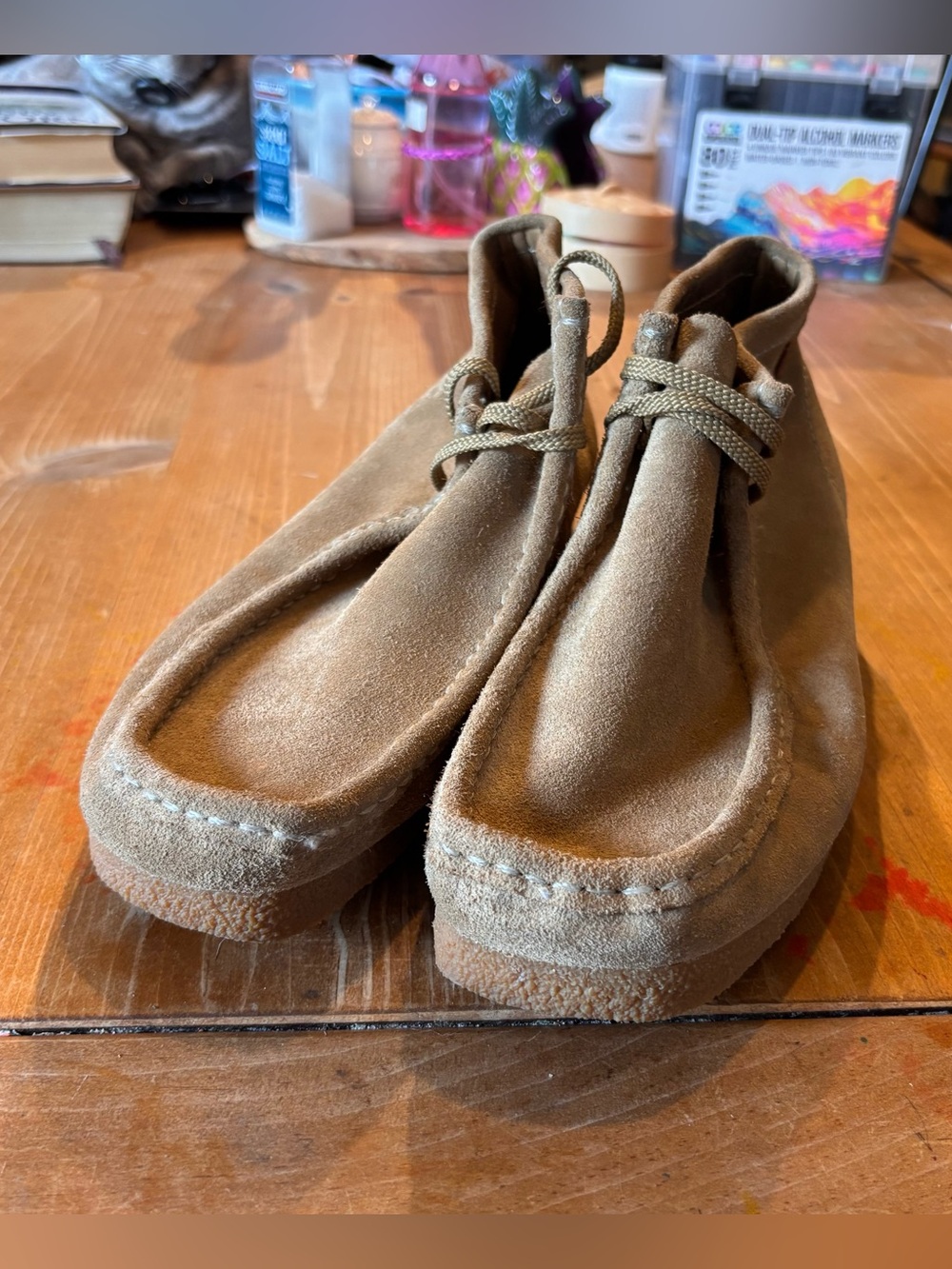 Clarks mens shacre ll run suede wallabee chukka boots dark sand 10.5 M